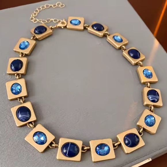 Anthropologie Jewelry - Vintage Gold Necklace with Blue Accents
